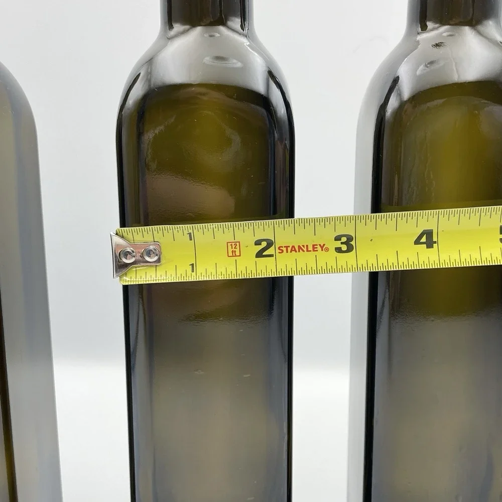 Set of 3 500ml 50cl Dark Green‎ Square Glass Bottles Olive Oil 10.25